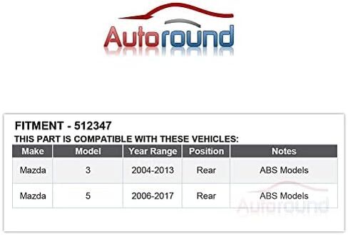 Autoround 512347 2pcs محمل العجلات الخلفية وتجميع المحور متوافق مع 2004-2013 Mazda 3 ، 2006-2017 Mazda 5 W/ABS in Saudi Arabia