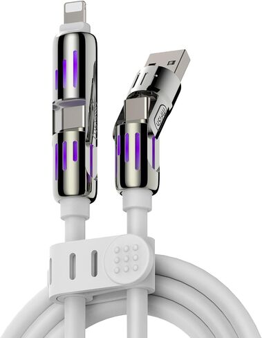 MFish 240W 4-in-1 Fast Charging Cable, Pink, 6.6FT in Kuwait