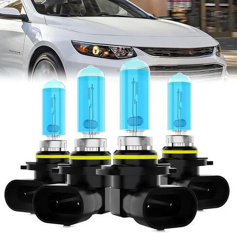 Headlight Bulbs Fit For Chevy Malibu 2016-2018, 9005 High Beam + 9005 Low Beam Halogen Bulb, 6000K White Light, Plug and Play, Pack of 4 in Saudi Arabia