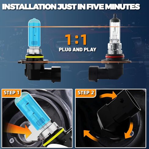 Headlight Bulbs Fit For Chevy Malibu 2016-2018, 9005 High Beam + 9005 Low Beam Halogen Bulb, 6000K White Light, Plug and Play, Pack of 4 in Saudi Arabia