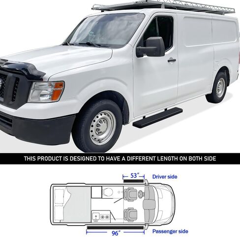 خطوات جانبية HD Ridez 6 "الفولاذ المقاوم للصدأ أسود متوافق مع Nissan NV 1500 2500 3500 2012-2021 الحجم الكامل Van 3-Door (Nerf Bar Side Steps Side Bars) in Saudi Arabia