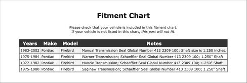 Front Manual Transmission Seal Compatible With Pontiac Firebird 2002 2001 2000 1999 1998 1997 1996 1995 1994 1993 1992 1991 1990 1989 1988 1987 1986 1985 1984 1983 1982 1981 1980 1979 1978 P-2560229 in Saudi Arabia