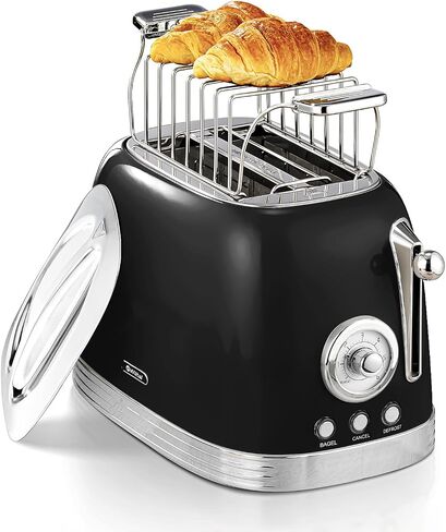 Toaster Retro 2 Slice, Vintage Green Toaster with Lid, with Bread Attachment, Preheat, Defrost And Cancel Functions, 6 Browning Levels (Green) in Saudi Arabia