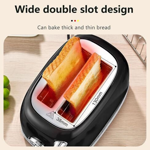 Toaster Retro 2 Slice, Vintage Green Toaster with Lid, with Bread Attachment, Preheat, Defrost And Cancel Functions, 6 Browning Levels (Green) in Saudi Arabia