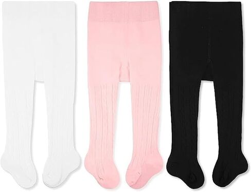 Cozyway Toddler Ports - Girls and Boys Leggins Cable Cable Comfy Cotton Cotton Toddlers 2T -4T Multicolor - 3 Pack in Kuwait