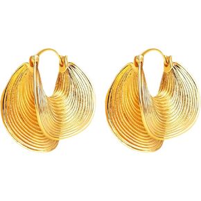 أقراط طوق ذهبية 14K للنساء مكتنزة الذهب المطلي بالقران بيان المجوهرات in Kuwait