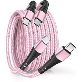 كابل USB C إلى USB C، 5 حزم كابل USB C إلى النوع C، شحن سريع بطول 6 أقدام كابل USB C متوافق مع الهاتف 16 15 Pro Plus Pro Max، لـ S24 S23، لـ Pad Pro لـ Galaxyy S24 S23 S22 والمزيد - رمادي in Kuwait