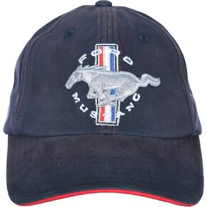 Men's Ford Mustang Tri-Bar Pony Logo Cap Distressed Navy Blue Hat, 0-8 in Saudi Arabia