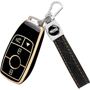 Tomall for Mercedes Benz Key Fob Wover مع سلسلة المفاتيح ، 4 أزرار ناعمة TPU مفتاح FOB واقي متوافق مع مرسيدس Benz a c e r s g cla in Saudi Arabia