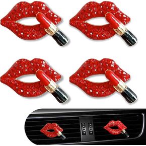 4 PCS Car Vent Accessories, Bling Lip Air Vent Clips, Car Interior Decor Charm, Cute Car Accessories for Women (Pink) in Kuwait