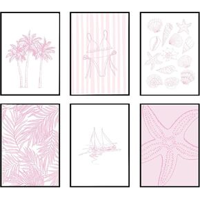 Pink Coast Bikini Shell Canvas Art Fashion Swimwear Beach Decore Preppy Coast Poster Print Works for Roilway Room and Room Room Decore 8x10in in Kuwait