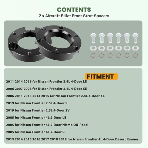 مجموعة رفع التسوية الأمامية 2.5 بوصة لـ Nissan Frontier 2005-2023 | لنيسان باثفايندر 2005-2012 | لنيسان Xterra 2005-2015 | لسوزوكي خط الاستواء 2009-2012 in Saudi Arabia