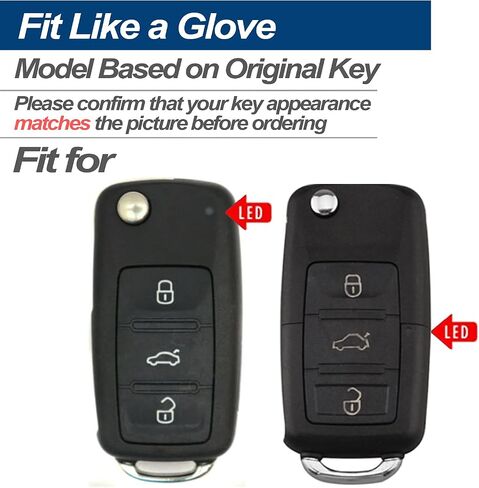 تناسب VW Volkswagen Beetle CC EOS Golf GTI Jetta Passat Rabbit Tiguan Touareg Atlas TPU Key Fob Cover Case Shell Protectory ، W/ Metal Key Chain ، Red in Kuwait