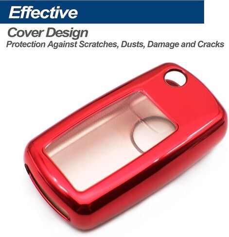 تناسب VW Volkswagen Beetle CC EOS Golf GTI Jetta Passat Rabbit Tiguan Touareg Atlas TPU Key Fob Cover Case Shell Protectory ، W/ Metal Key Chain ، Red in Kuwait