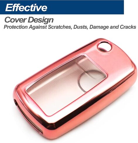 تناسب VW Volkswagen Beetle CC EOS Golf GTI Jetta Passat Rabbit Tiguan Touareg Atlas TPU Key Fob Cover Case Shell Protectory ، W/ Metal Key Chain ، Red in Kuwait