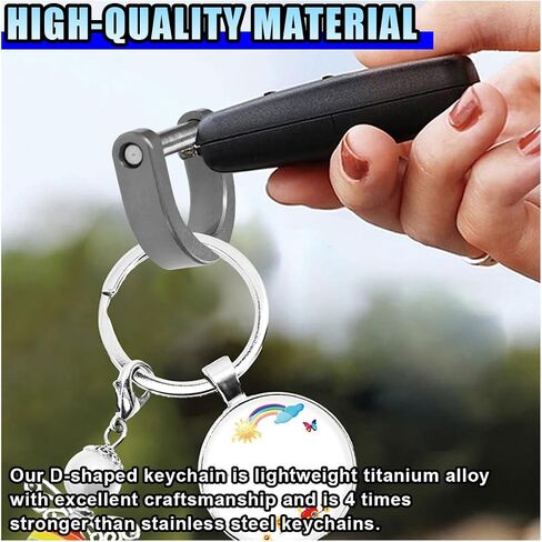 Small Titanium Key Ring with Screw Shackle - Mini Titanium D Rings Car Keychain Ring for Home Car Keys - U Shape Horseshoe Clasp D Buckle Keys Organizer for Key Fob Tool (Grey) in Saudi Arabia