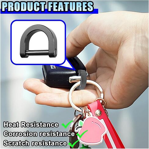 Small Titanium Key Ring with Screw Shackle - Mini Titanium D Rings Car Keychain Ring for Home Car Keys - U Shape Horseshoe Clasp D Buckle Keys Organizer for Key Fob Tool (Grey) in Saudi Arabia