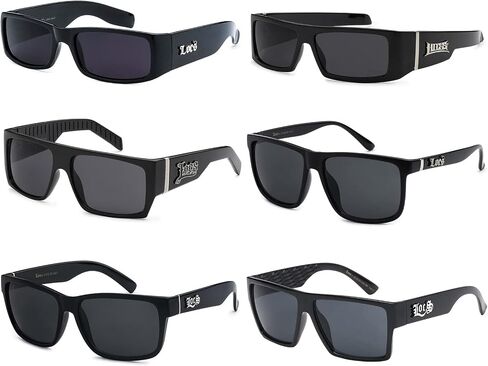 6 Pack HARDCORE LOCS Sunglasses | BLACK Designer Gangster Cholo Mad Dog Shades in Saudi Arabia