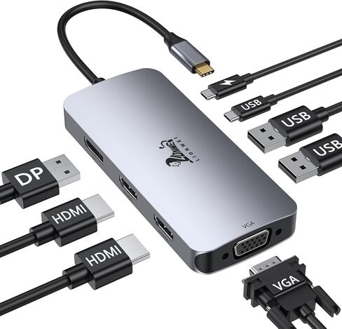 USB C to USB C Hub Dual Monitor Adapter with 4K@60Hz USB4 Display Ports Video Output,100W PD, 10Gbps Data Transfer, USB-C Splitter Multiport Dongle for MacBook Pro, iPad Pro and More Type C Devices in Saudi Arabia