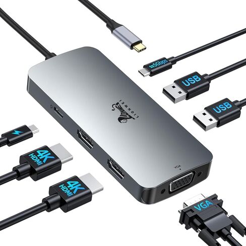 USB C to USB C Hub Dual Monitor Adapter with 4K@60Hz USB4 Display Ports Video Output,100W PD, 10Gbps Data Transfer, USB-C Splitter Multiport Dongle for MacBook Pro, iPad Pro and More Type C Devices in Saudi Arabia
