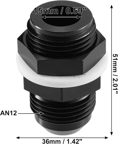 X AUTOHAUX 2pcs Car Male AN12 12AN to Male AN12 12AN Flare Hose Reducer Fuel Line Fitting Adapter Fuel Oil Cooler Bulkhead Adapter Aluminum Alloy Black in Saudi Arabia