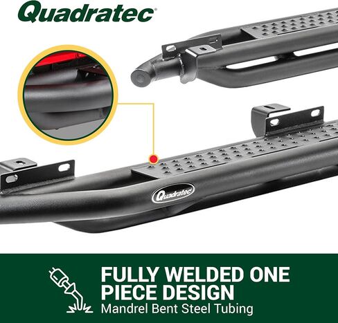 Quadratec QRC Side Armor Rocker Guards with Step, Pair of 2 - Fits Jeep Wrangler YJ, TJ, JK, JL 2-Door & 4-Door - Solid Welded Steel - Black Powder Coated Finish - Side Step Running Boards (JL 4-Door) in Kuwait