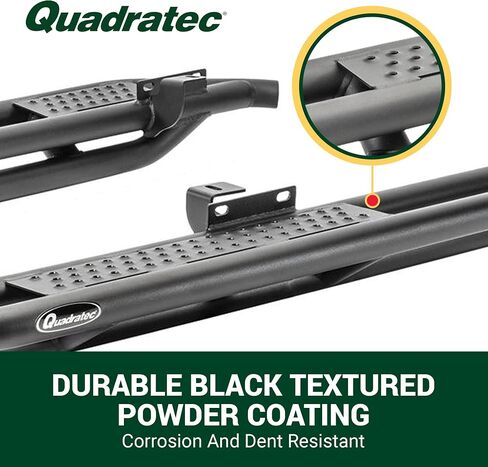 Quadratec QRC Side Armor Rocker Guards with Step, Pair of 2 - Fits Jeep Wrangler YJ, TJ, JK, JL 2-Door & 4-Door - Solid Welded Steel - Black Powder Coated Finish - Side Step Running Boards (JL 4-Door) in Kuwait