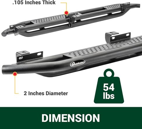Quadratec QRC Side Armor Rocker Guards with Step, Pair of 2 - Fits Jeep Wrangler YJ, TJ, JK, JL 2-Door & 4-Door - Solid Welded Steel - Black Powder Coated Finish - Side Step Running Boards (JL 4-Door) in Kuwait