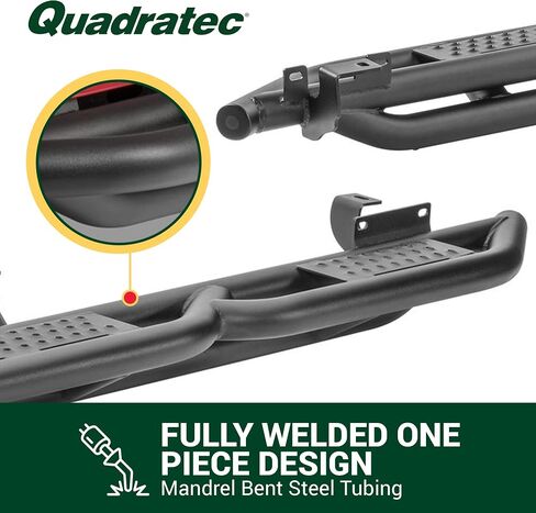 Quadratec QRC Side Armor Rocker Guards with Step, Pair of 2 - Fits Jeep Wrangler YJ, TJ, JK, JL 2-Door & 4-Door - Solid Welded Steel - Black Powder Coated Finish - Side Step Running Boards (JL 4-Door) in Kuwait