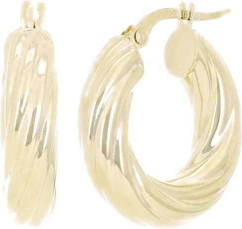 Italian 14k Yellow Gold Twisted Round Hoop Earrings in Saudi Arabia