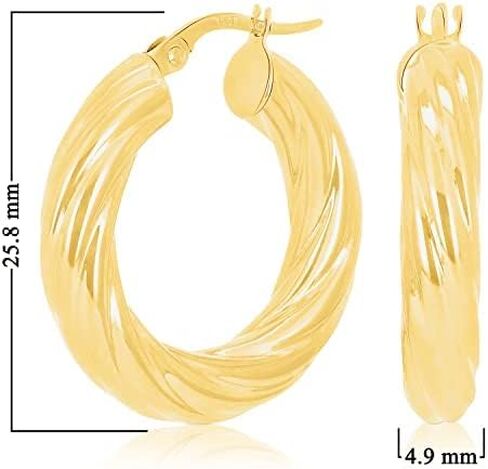 Italian 14k Yellow Gold Twisted Round Hoop Earrings in Saudi Arabia