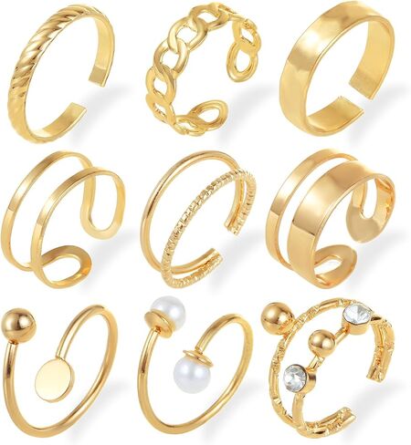 9 Pcs Gold Knuckle Rings Set for Women Stackable Rings Sets Adjustable Vintage Joint Finger Rings in Saudi Arabia