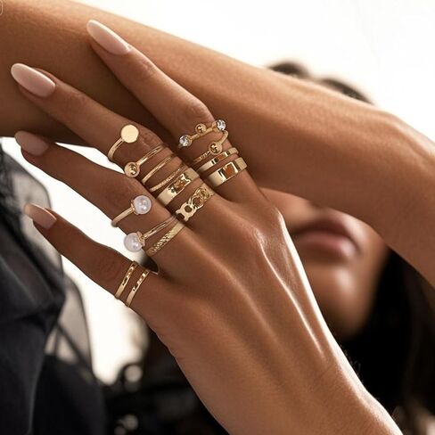 9 Pcs Gold Knuckle Rings Set for Women Stackable Rings Sets Adjustable Vintage Joint Finger Rings in Saudi Arabia