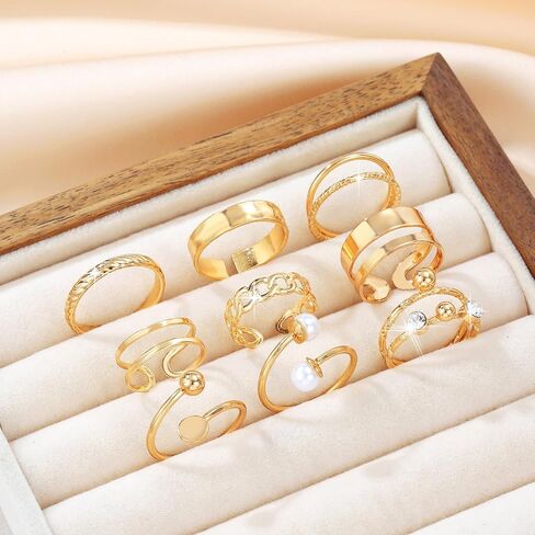 9 Pcs Gold Knuckle Rings Set for Women Stackable Rings Sets Adjustable Vintage Joint Finger Rings in Saudi Arabia