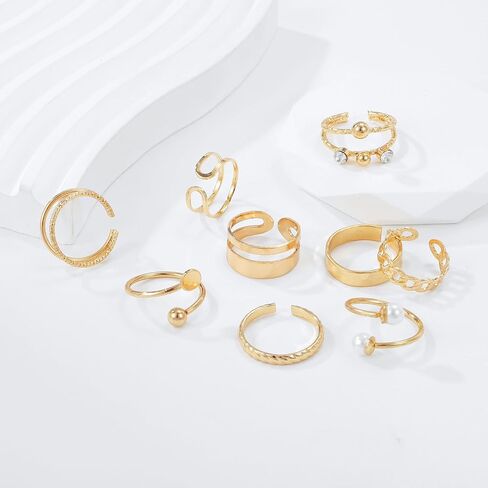 9 Pcs Gold Knuckle Rings Set for Women Stackable Rings Sets Adjustable Vintage Joint Finger Rings in Saudi Arabia