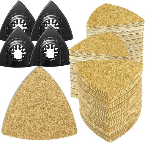 Gulrear 146pcs منصات الصنفرة متعددة الصلاحية لمرفقات الصنفرة الأدوات المتذبذبة ، تحتوي على مثلث وورق الصنفرة في مجموعة متنوعة من الحصى ، والتفاصيل الصنفرة للأعمال الخشبية والمعادن والأسطح الأخرى in Kuwait