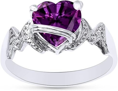 AFFY Heart Shape Simulated Birthstone In 14K White Gold Over 925 Sterling Silver in Saudi Arabia