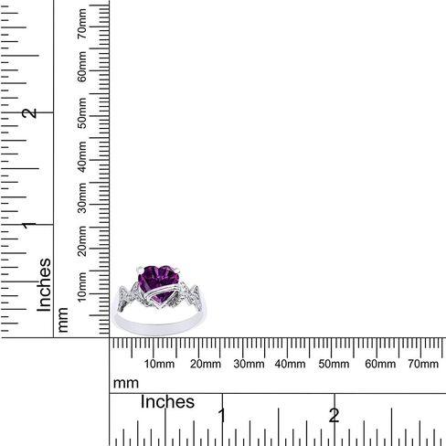 AFFY Heart Shape Simulated Birthstone In 14K White Gold Over 925 Sterling Silver in Saudi Arabia