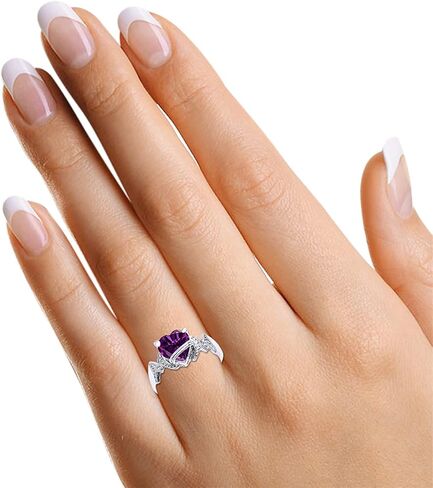 AFFY Heart Shape Simulated Birthstone In 14K White Gold Over 925 Sterling Silver in Saudi Arabia