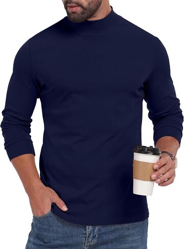 Sailwind Men’s Mock Turtleneck Long Sleeve Shirt Cotton Basic Thermal Undershirt Lightweight Pullover in Saudi Arabia
