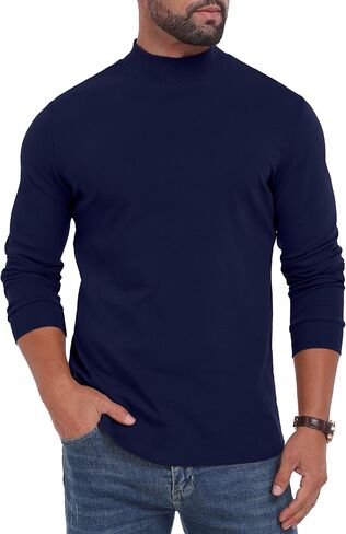Sailwind Men’s Mock Turtleneck Long Sleeve Shirt Cotton Basic Thermal Undershirt Lightweight Pullover in Saudi Arabia