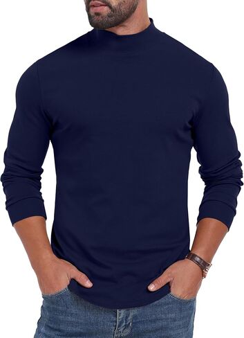 Sailwind Men’s Mock Turtleneck Long Sleeve Shirt Cotton Basic Thermal Undershirt Lightweight Pullover in Saudi Arabia