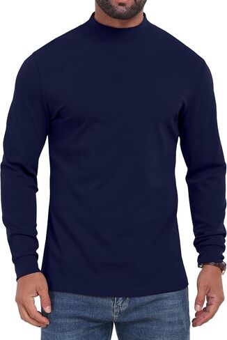 Sailwind Men’s Mock Turtleneck Long Sleeve Shirt Cotton Basic Thermal Undershirt Lightweight Pullover in Saudi Arabia