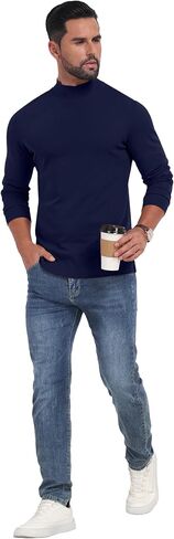 Sailwind Men’s Mock Turtleneck Long Sleeve Shirt Cotton Basic Thermal Undershirt Lightweight Pullover in Saudi Arabia
