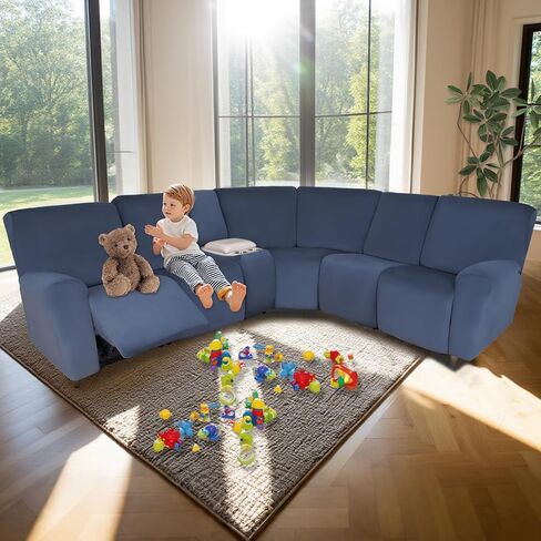 Hdcaxkj Reclining الأريكة المقطعية يغطي مخملية L غطاء الأريكة المقطعية القابلة للغسل قابلة للغسل زاوية زاوية ناعمة مع قاع مرنة غير انزلاق (5 مقعد و 2 وحدة تحكم متوسطة ، رمادي هواء) in Saudi Arabia