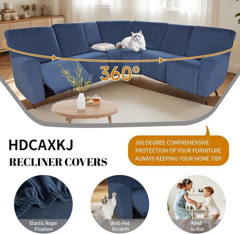 Hdcaxkj Reclining الأريكة المقطعية يغطي مخملية L غطاء الأريكة المقطعية القابلة للغسل قابلة للغسل زاوية زاوية ناعمة مع قاع مرنة غير انزلاق (5 مقعد و 2 وحدة تحكم متوسطة ، رمادي هواء) in Saudi Arabia