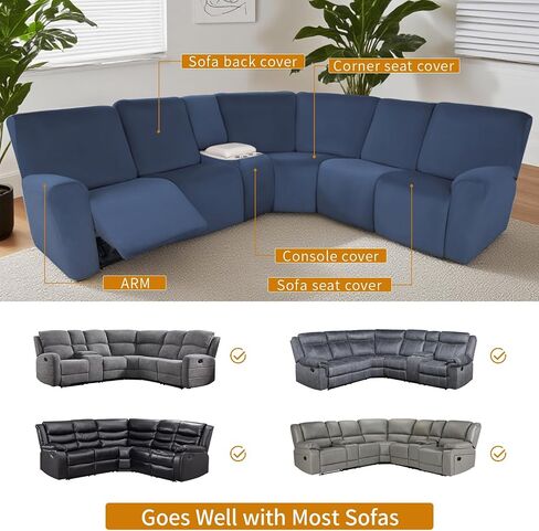 Hdcaxkj Reclining الأريكة المقطعية يغطي مخملية L غطاء الأريكة المقطعية القابلة للغسل قابلة للغسل زاوية زاوية ناعمة مع قاع مرنة غير انزلاق (5 مقعد و 2 وحدة تحكم متوسطة ، رمادي هواء) in Saudi Arabia