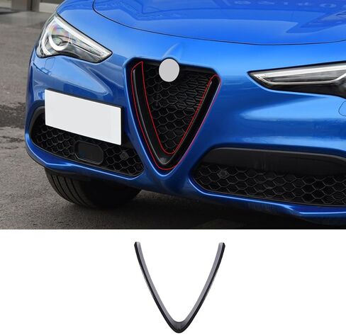 Front Grill Decoration Cover Trim for Alfa Romeo Stelvio 2017-2020, Badge Sign Surround Bracket Front Grille Outline Car Decoration Accessories (O Ring Trim) in Saudi Arabia