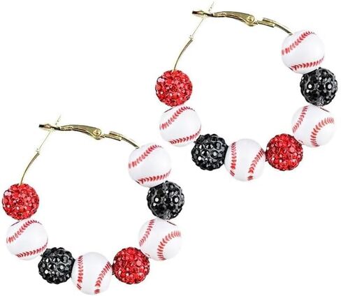 Baseball Earrings Sports Ball Shape Hoop Earrings Basketball Tennis Beaded Earrings for Women Team Sport Lover Jewelry Accessories Gifts in Kuwait