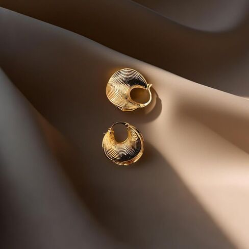 أقراط طوق ذهبية 14K للنساء مكتنزة الذهب المطلي بالقران بيان المجوهرات in Kuwait